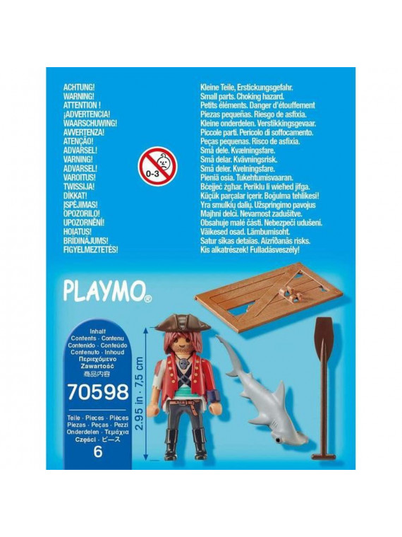 Playmobil 70598 Pirate avec radeau et requin marteau