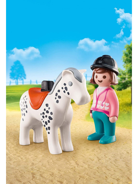 PLAYMOBIL 1.2.3 70404 CAVALIERE ET SON CHEVAL