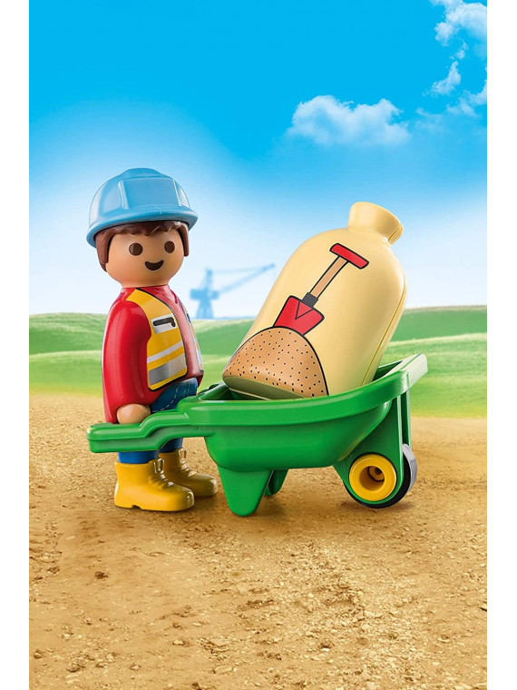 PLAYMOBIL 1.2.3 70409 OUVRIER AVEC BROUETTE