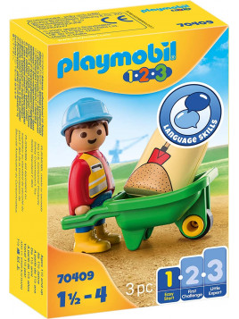 PLAYMOBIL 1.2.3 70409 OUVRIER AVEC BROUETTE