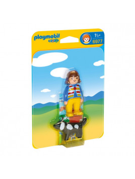 PLAYMOBIL 1.2.3 FEMME AVEC CHIEN 6977