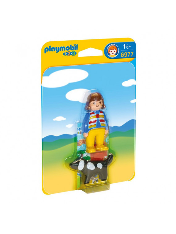 PLAYMOBIL 1.2.3 FEMME AVEC CHIEN 6977