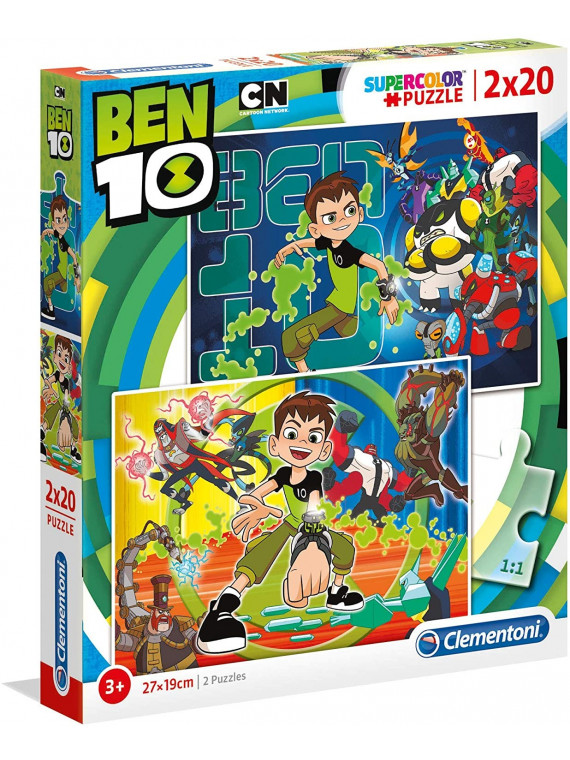 Clementoni puzzle Ben Ten 2 puzzles de 20 pièces supercolor 07035