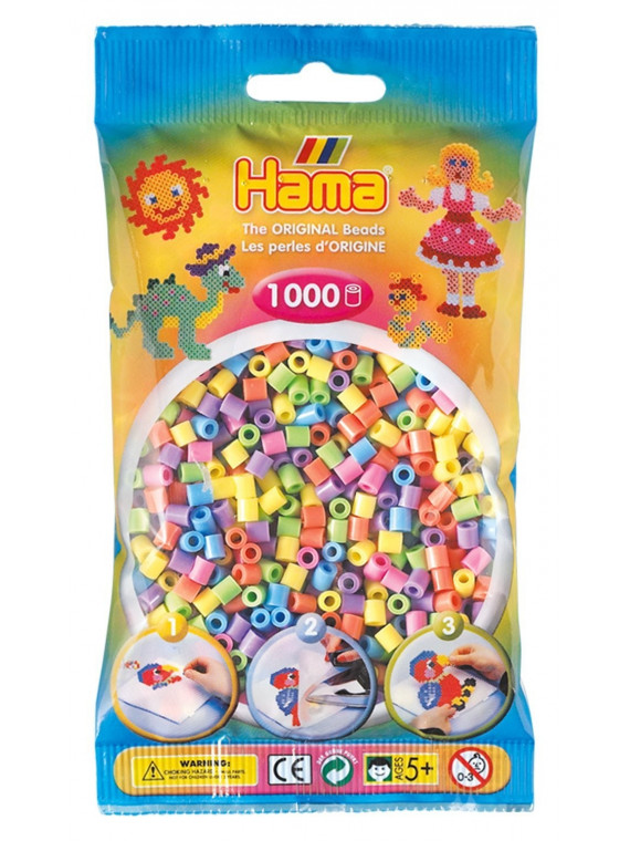 HAMA MIDI Sachet de 1000 perles  Pastel mix 270-50