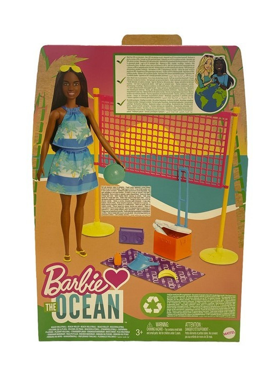 BARBIE set de beachvolley Loves The Ocean rose/bleu 4-pièces sans poupée GYG18