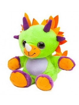 PELUCHE DINOSAURE VERT ORANGE YEUX SCINTLLANTS...