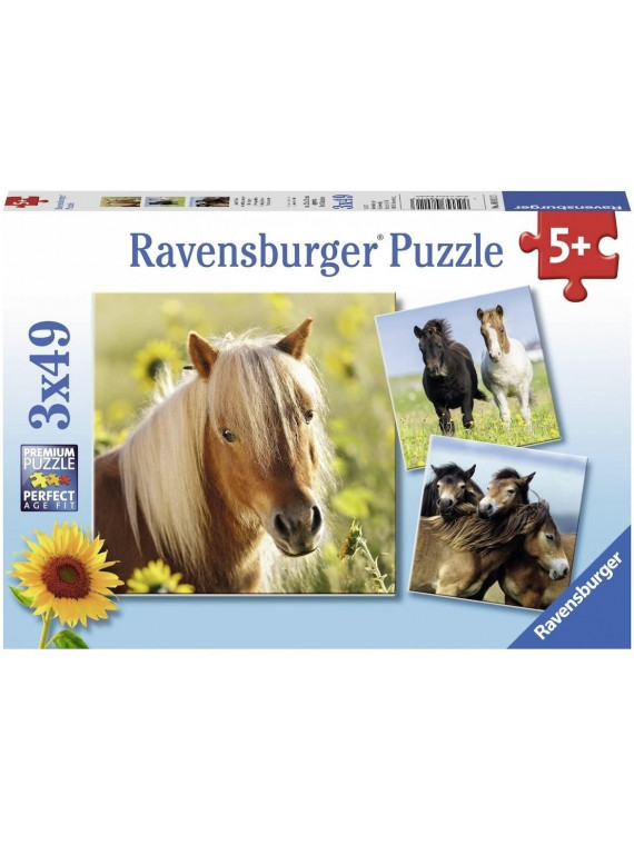 RAVENSBURGER PUZZLE PONEYS 3X49 PIECES 080113