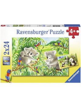 RAVENSBURGER PUZZLE KOALAS PANDAS 2X24 PIECES...