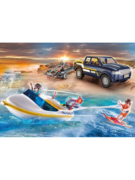 PLAYMOBIL FAMILY FUN 70534 PICK-UP AVEC BATEAU