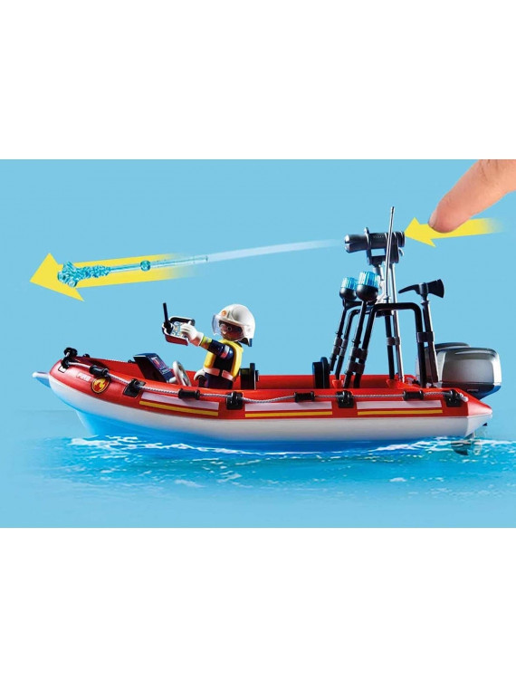 Playmobil 70335 City action Brigade de pompiers avec bateau et hélicoptère