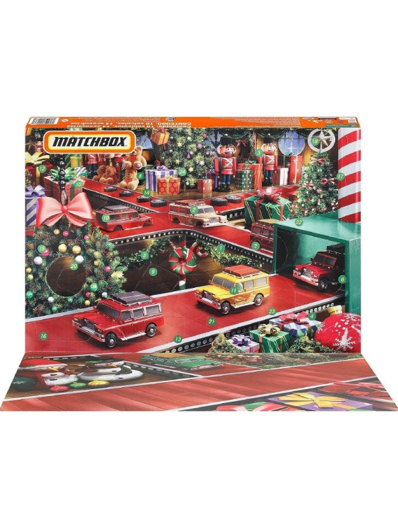 MATCHBOX CALENDRIER DE L'AVENT AVEC 10 VOITURES ET ACCESSOIRES HLH04