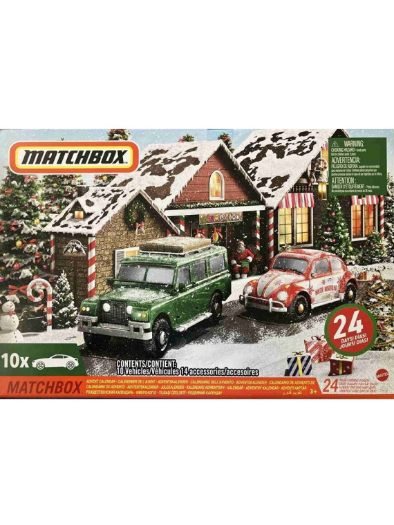 MATCHBOX CALENDRIER DE L'AVENT AVEC 10 VOITURES ET ACCESSOIRES HLH04