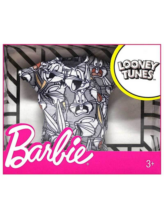 Barbie Tenue vestimentaire Looney tunes Bugs bunny haut gris  FLP40