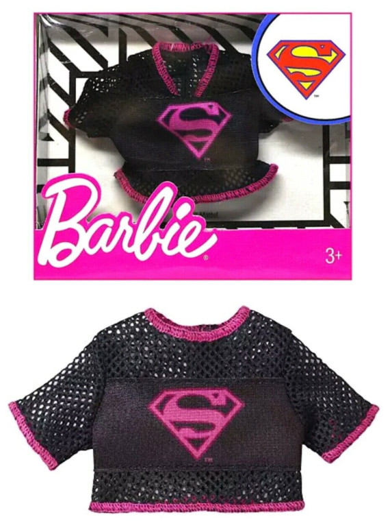 Barbie Tenue vestimentaire  Supergirl  haut noir et rose  FLP40