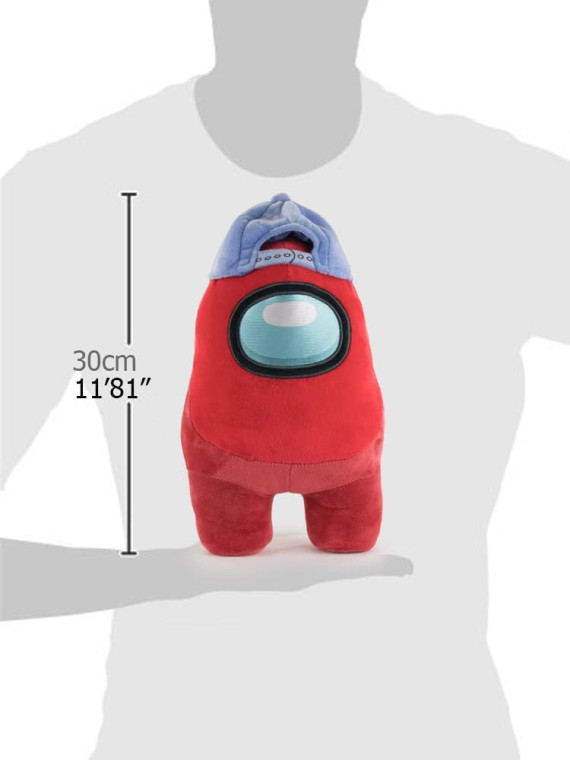 Peluche Among Us  rouge avec casquette 28 cm