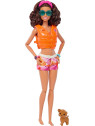 Barbie Coffret Surf Poupée Brune avec chiot HPL69