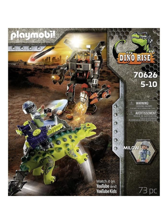 PLAYMOBIL Dino rise 70626 Dinosaure Saichania et Robot soldat