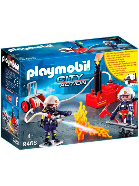 PLAYMOBIL City Action 9468 Pompiers  avec matériel lance incendie