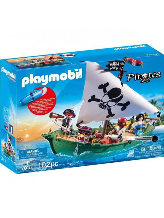 PLAYMOBIL 70151 Les Pirates  Chaloupe des pirates avec moteur submersible