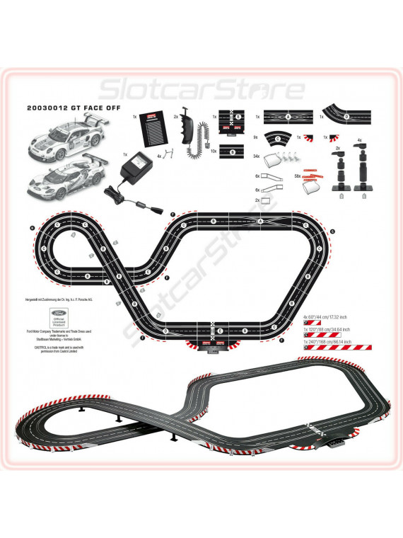 CARRERA CIRCUIT voiture Digital 132 GT Face Off Piste de course Porsche 911 et Ford GT 20030012