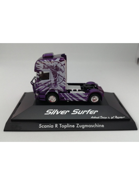 HERPA 110754 scania r silver surfer/ml transporte purple camion 1/87