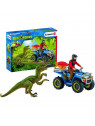 SCHLEICH Figurine Fuite sur quad face au vélociraptor  41466