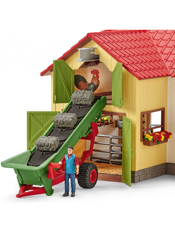 Schleich 42377  Animal de la ferme Bande transporteuse de foin avec ferme