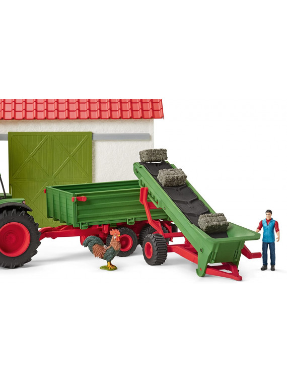 Schleich 42377  Animal de la ferme Bande transporteuse de foin avec ferme